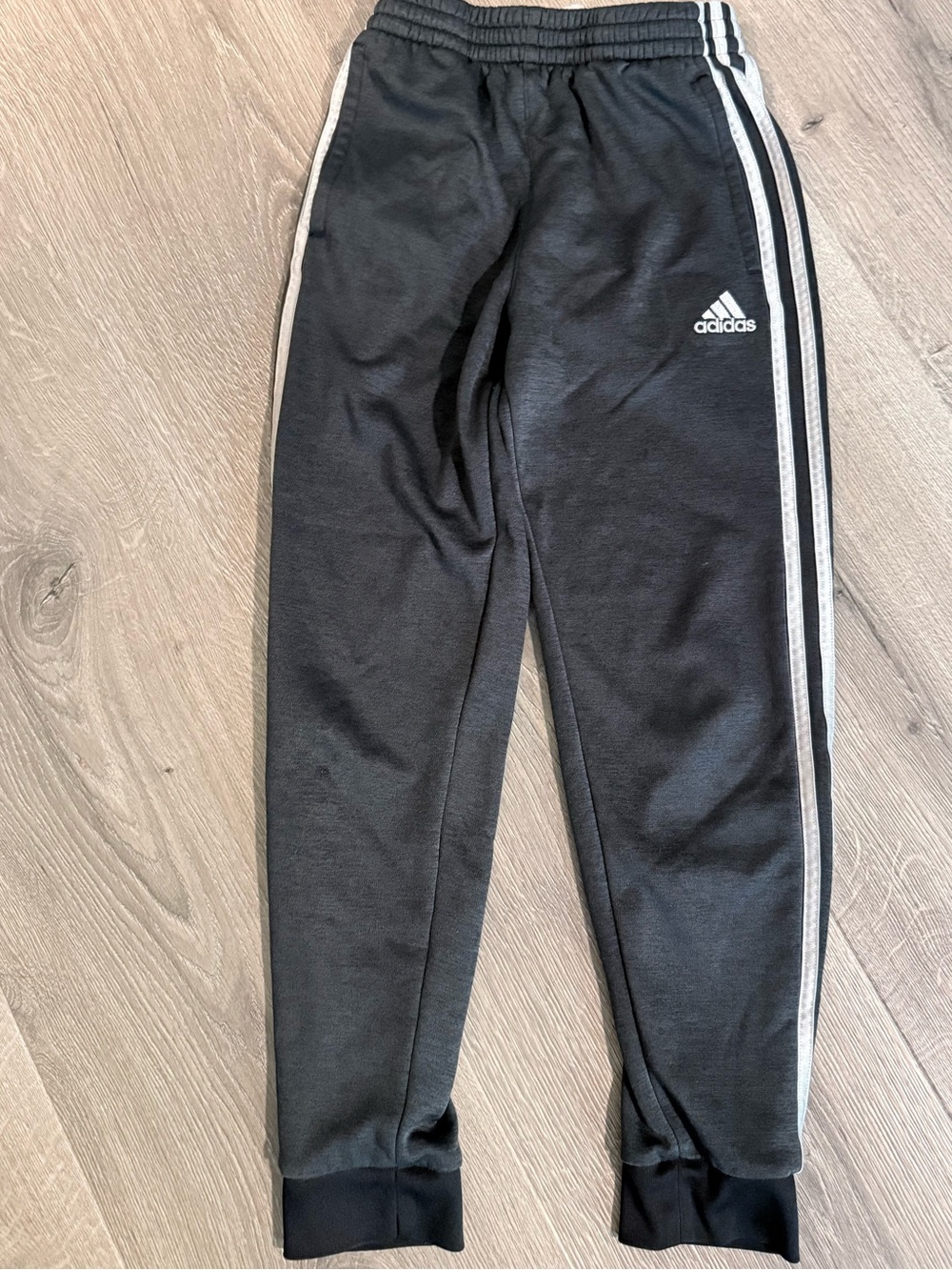 Adidas Kids Black Track Pants with White Stripes